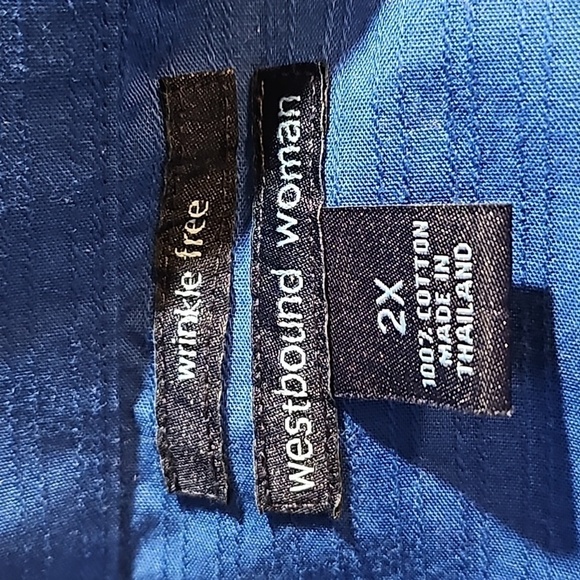 Westbound Woman Wrinkle Free 100% Cotton Blue Button Up Shirt Size 2X - Picture 6 of 6